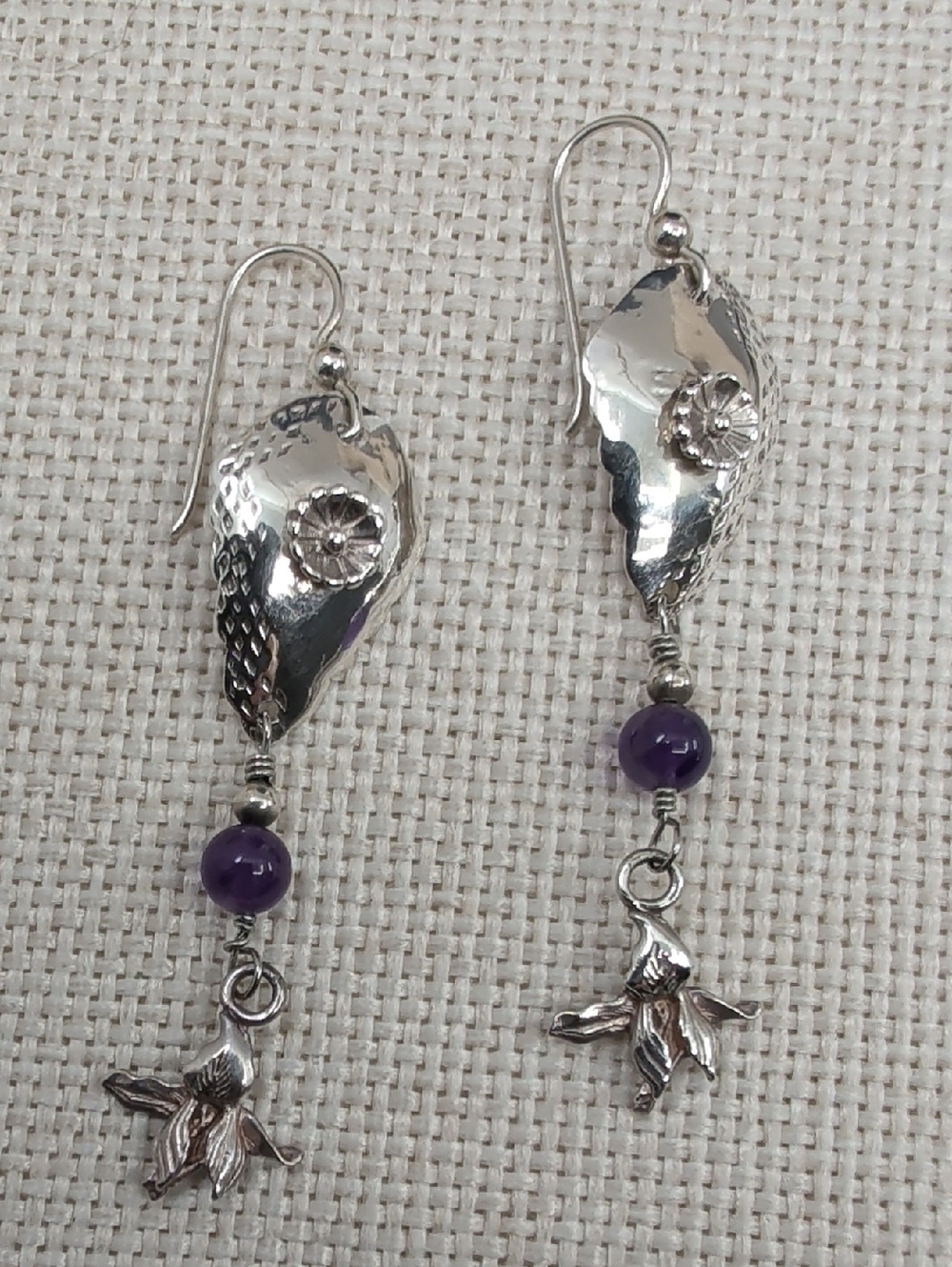 Sterling Silver 925 Amethyst Dangle Earrings Florida Keys Artisan